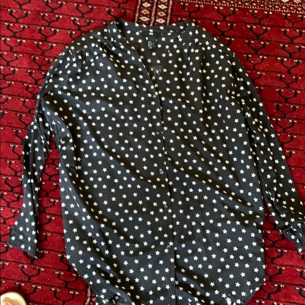 Cute long sleeve H&M blouse navy w white stars